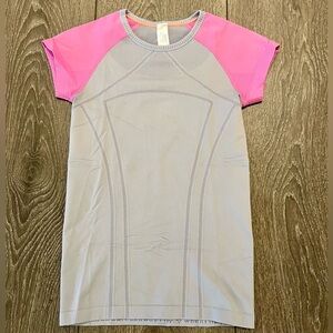 Ivivva Fly Tech Short Sleeves Pink Gray Top - Size 8